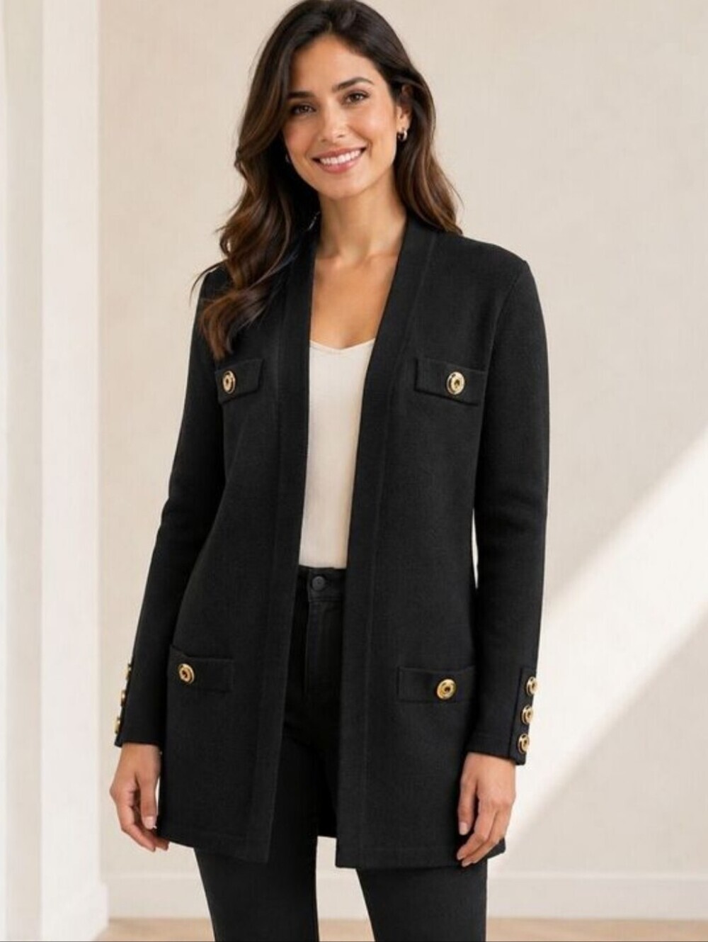 ST. JOHN Santana Knit Open Cardigan Jacket Womens Size Large Vintage